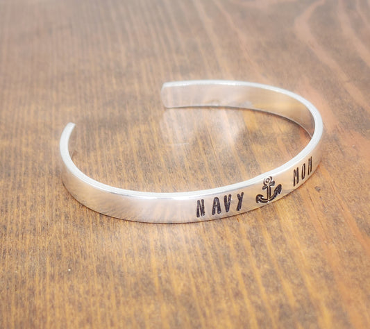 Navy Mom Cuff Bracelet