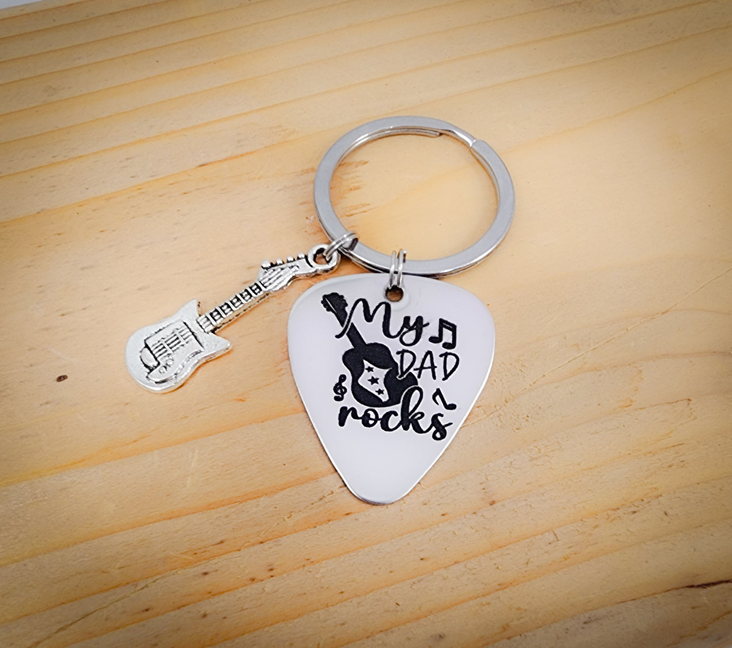 Father's Day Keychain, Music Keychain for Dad, Guitar Pick Keychain for Dad, Keychain with Guitar Pick, , Guitar Pick Gift For Dad