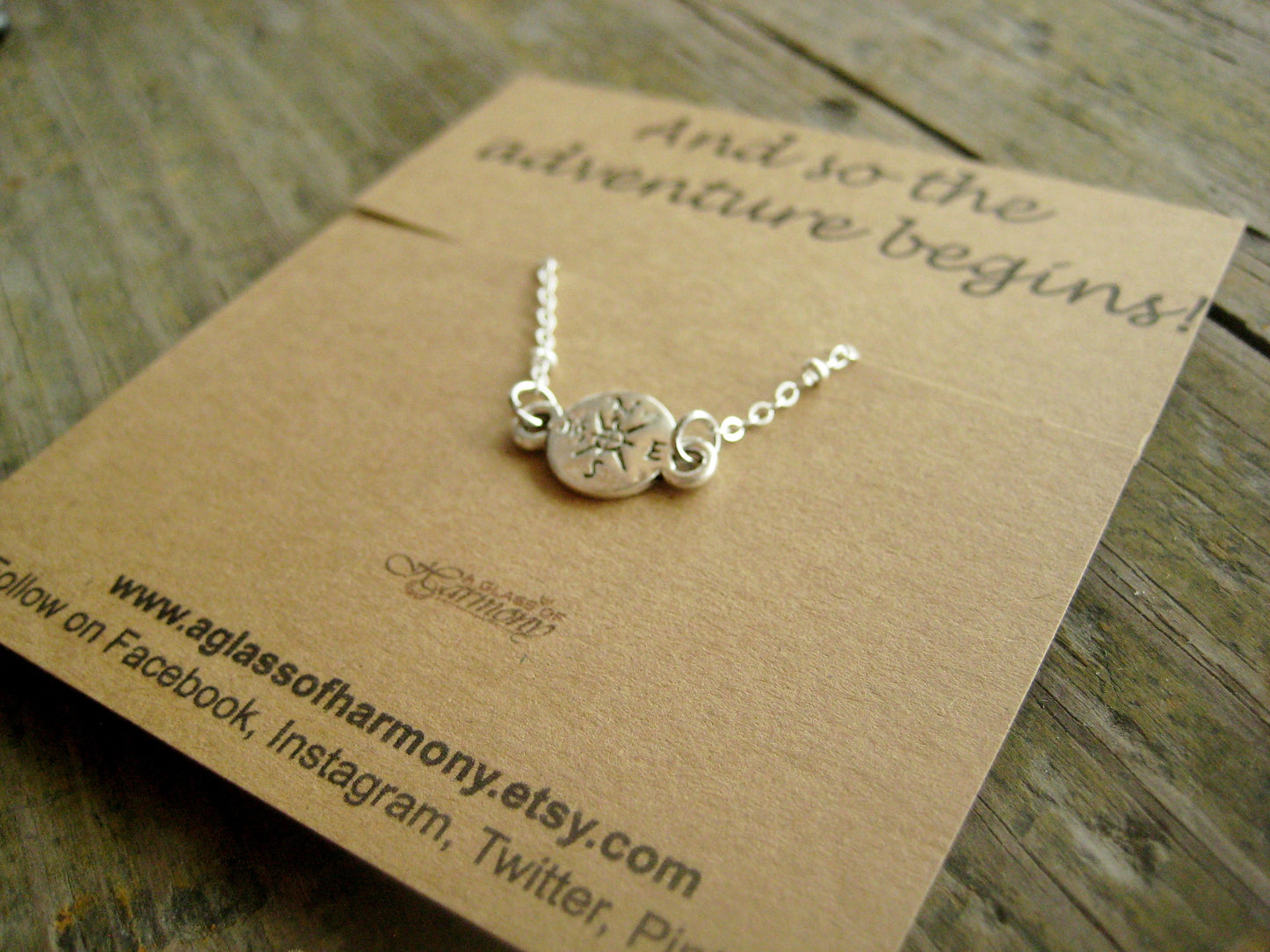 GRADUATION CARD GIFT - Graduation Necklace, Graduation Jewelry, And So The Adventure Begins, Graduation gift for her, Compass Jewelry