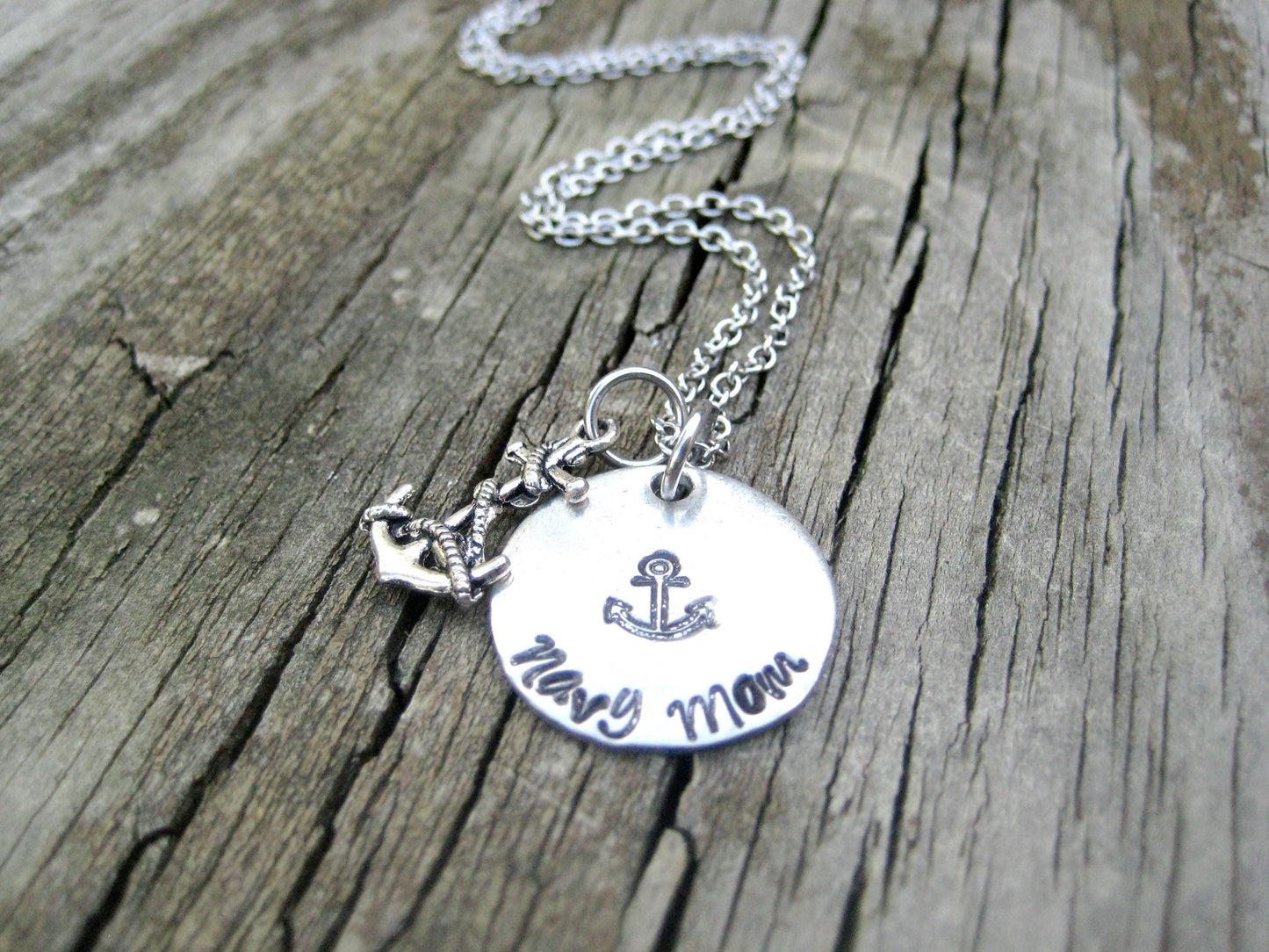 NAVY MOM NECKLACE - Hand Stamped, Navy Mom Necklace, with Anchor Charm, Mother's Day Gift, Gift for Navy Mom, Gift for Mom, Navy Mom Gift
