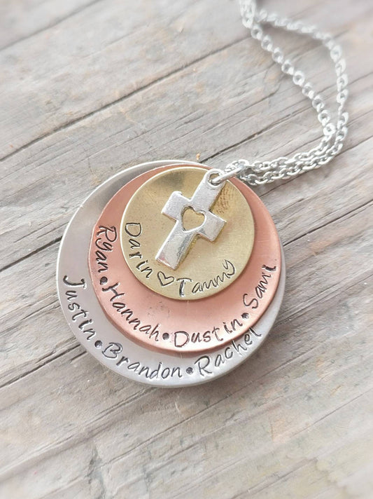 Mom necklace with kids names, Gift for Mom, Mom Gift, Cross Necklace for Mom, Mom Gift with Kids Names, Gift for Mom with Kids Names