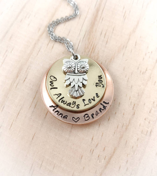 OWL ALWAYS LOVE You - Gift for Mom, Owl Jewelry, Necklace for Mom, Mom Gift, Mom Necklace,Jewelry for Mom with names, Necklace with names