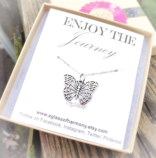 GRADUATION GIFT - Graduation Necklace, Graduation Jewelry, Gift for grad, Butterfly Necklace, Graduation gift for her, Inspiration Gift