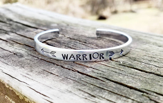 Warrior Cuff Bracelet, Inspirational Bracelet, Words Bracelet, Graduation Bracelet, Gift For Graduation, Gift for Mom, Mother's Day Gift
