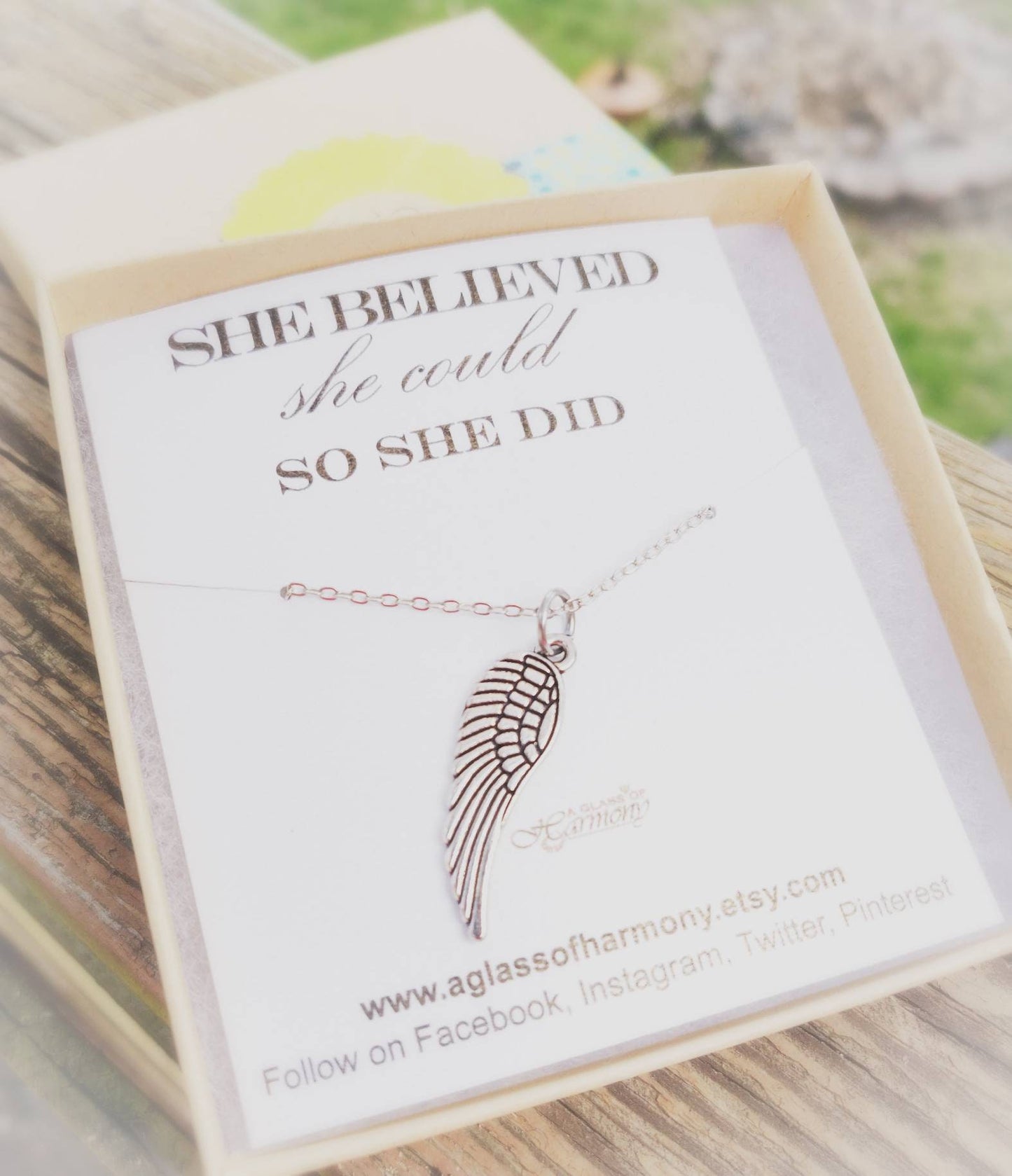 She Believed She Could So She Did - Graduation Necklace, Graduation Jewelry, Gift for grad, Wing Necklace, Graduation gift for her