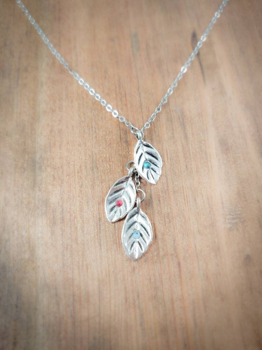 Family Birthstone Leaf Necklace, Family Birthstone Necklace, Family Tree Necklace, Birthstone Necklace, Family Necklace, Mother's Day Gift