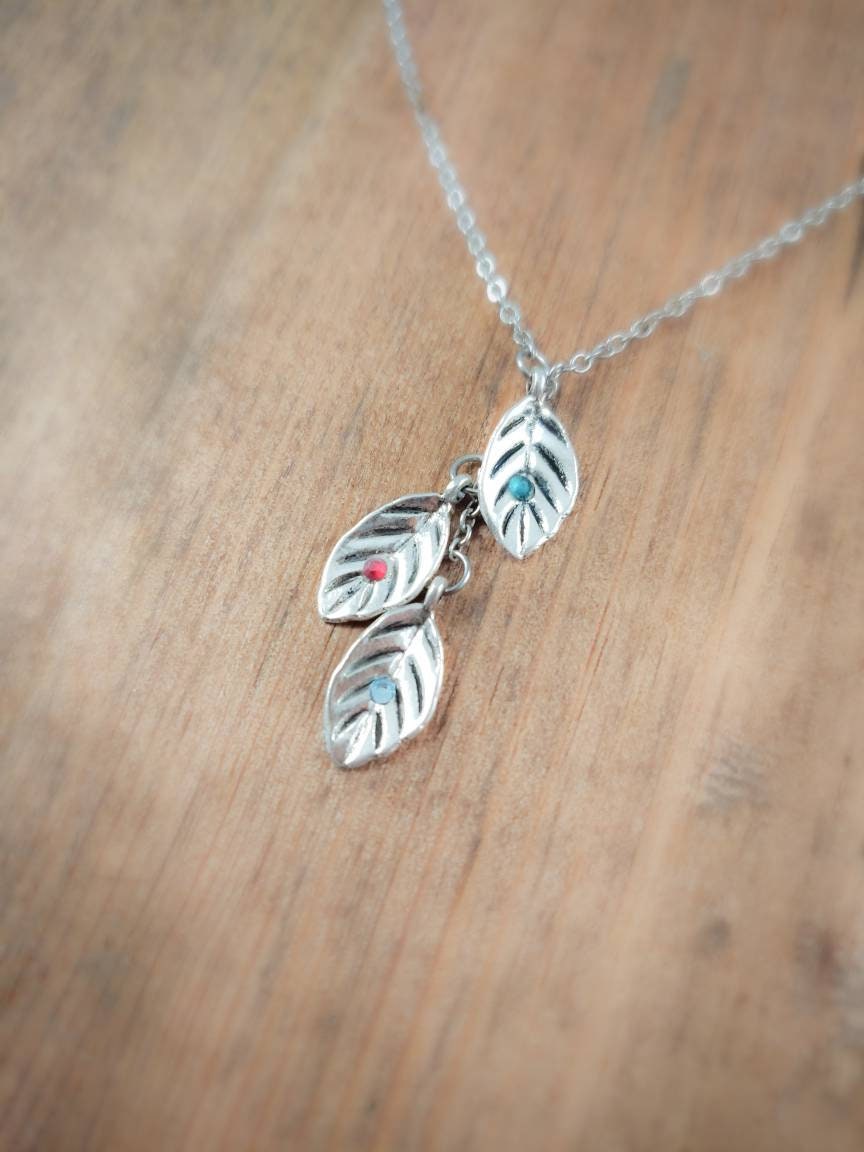 Family Birthstone Leaf Necklace, Family Birthstone Necklace, Family Tree Necklace, Birthstone Necklace, Family Necklace, Mother's Day Gift