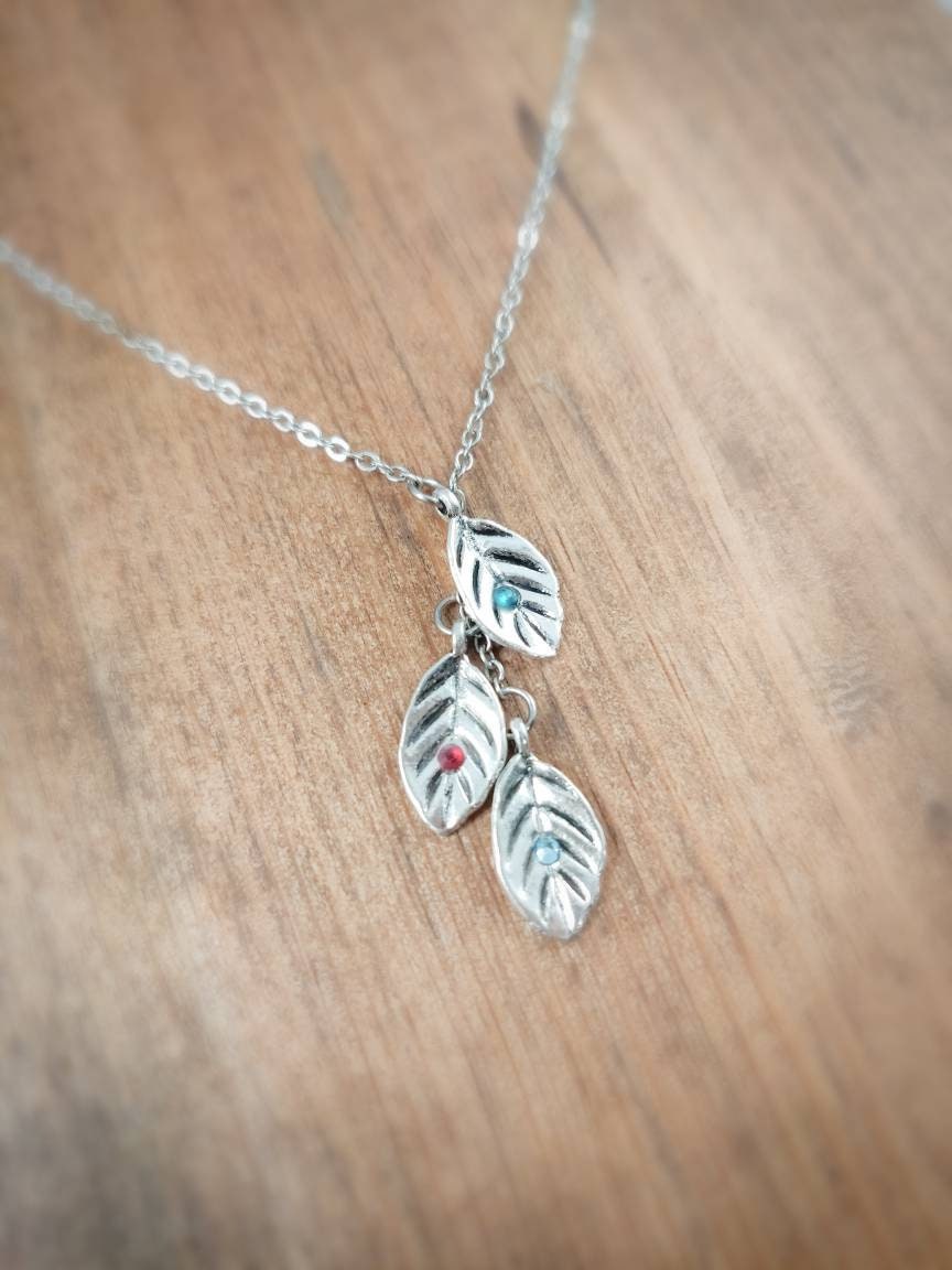 Family Birthstone Leaf Necklace, Family Birthstone Necklace, Family Tree Necklace, Birthstone Necklace, Family Necklace, Mother's Day Gift