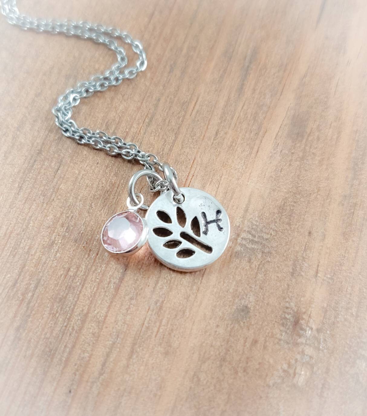 Initial Birthstone Necklace, Initial Leaf Necklace, Birthstone Necklace for Bridesmaid, Bridesmaid Gift,  Gift for Daughter, Easter Gift