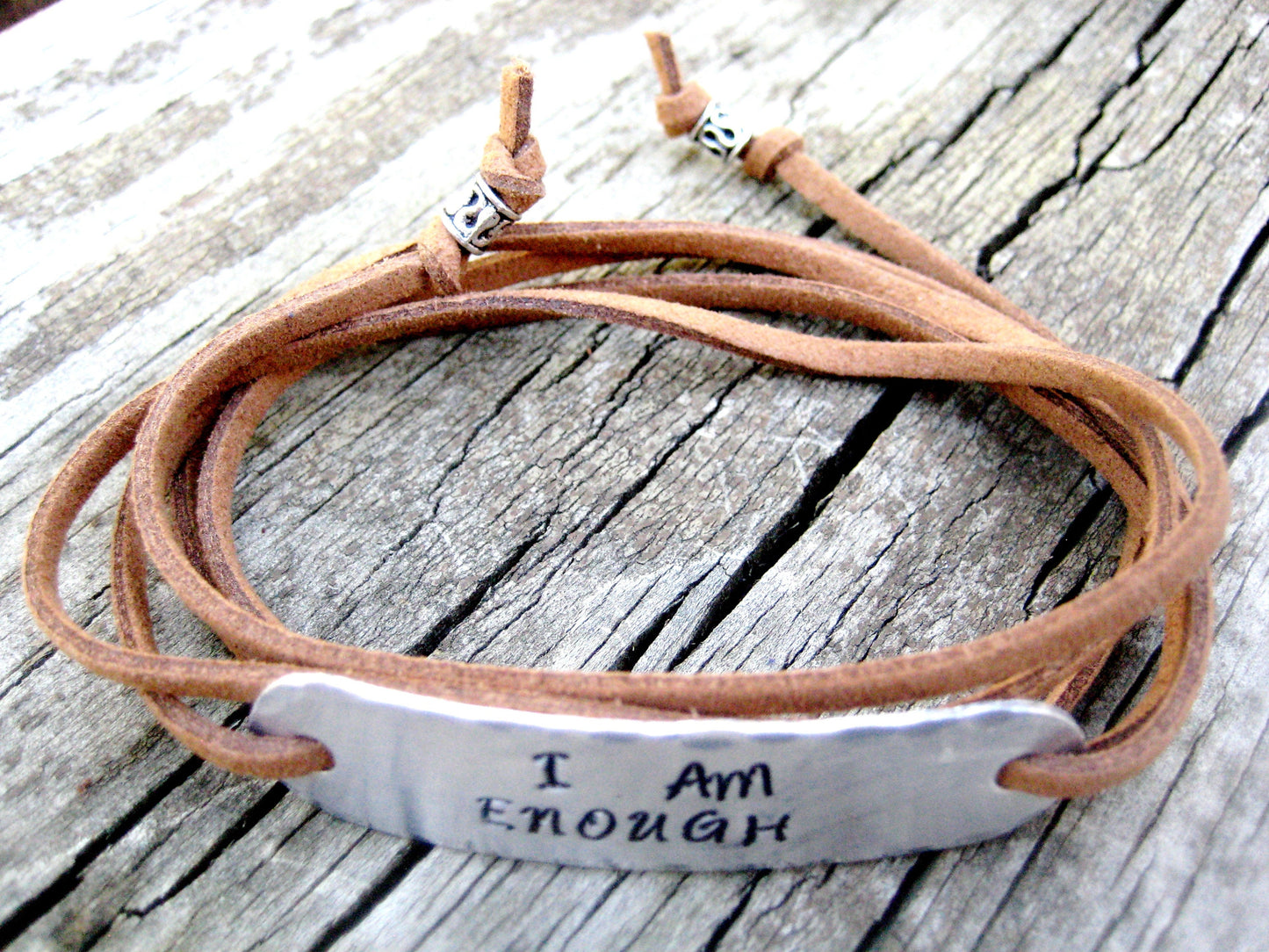 Personalized Bracelet Wrap, I Am Enough, Encouragement Bracelet, Bracelet With Words, Encouragement Gift, Motivational Bracelet