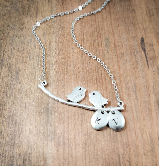 PERSONALIZED Bird Necklace, Personalized Necklace, Bird Jewelry,  Wedding Gift, Bridal Gift, Anniversary Gift, Gift for Mom, Initial Necklac