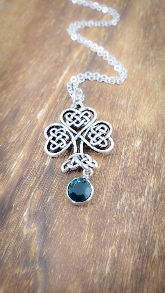 Clover Necklace, St. Patrick's Day Necklace, St. Patrick's Day Jewelry, Celtic Knot Necklace, Irish Jewelry, Emerald Necklace, Irish Gift