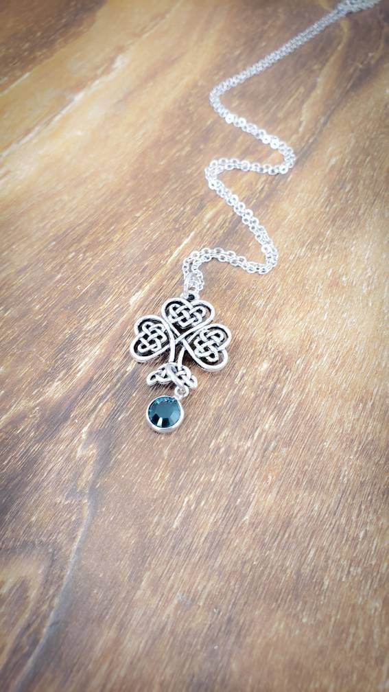 Clover Necklace, St. Patrick's Day Necklace, St. Patrick's Day Jewelry, Celtic Knot Necklace, Irish Jewelry, Emerald Necklace, Irish Gift
