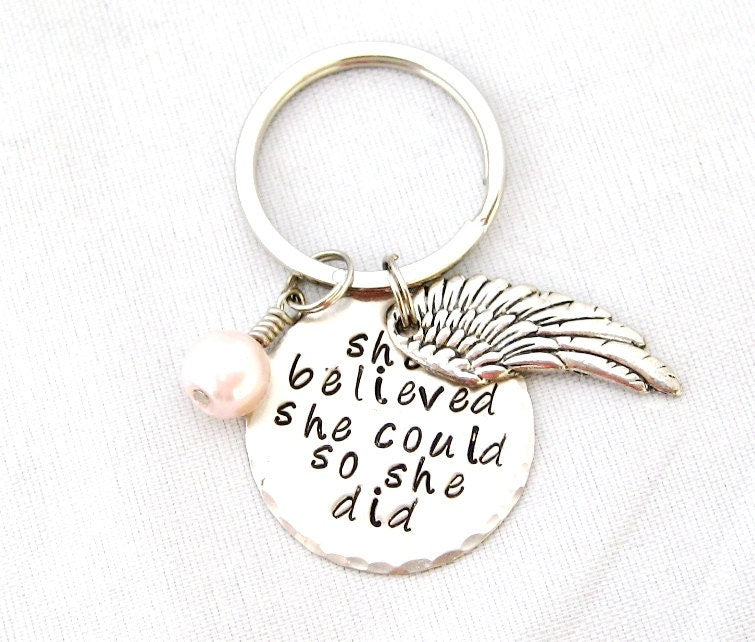 SHE BELIEVED SHE Could So She Did, Graduation gift for her, Gradution Gift, graduation keychain, Grad Gift, High School Grad Gift