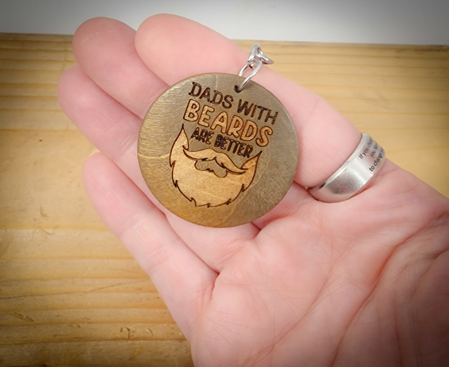 Father's Day Keychain, Father's Day Gift, Gift for Him, Gift for Dad with Beard, Wood Keychain, Gift for Dad, Dad Gift, Keychain for Him