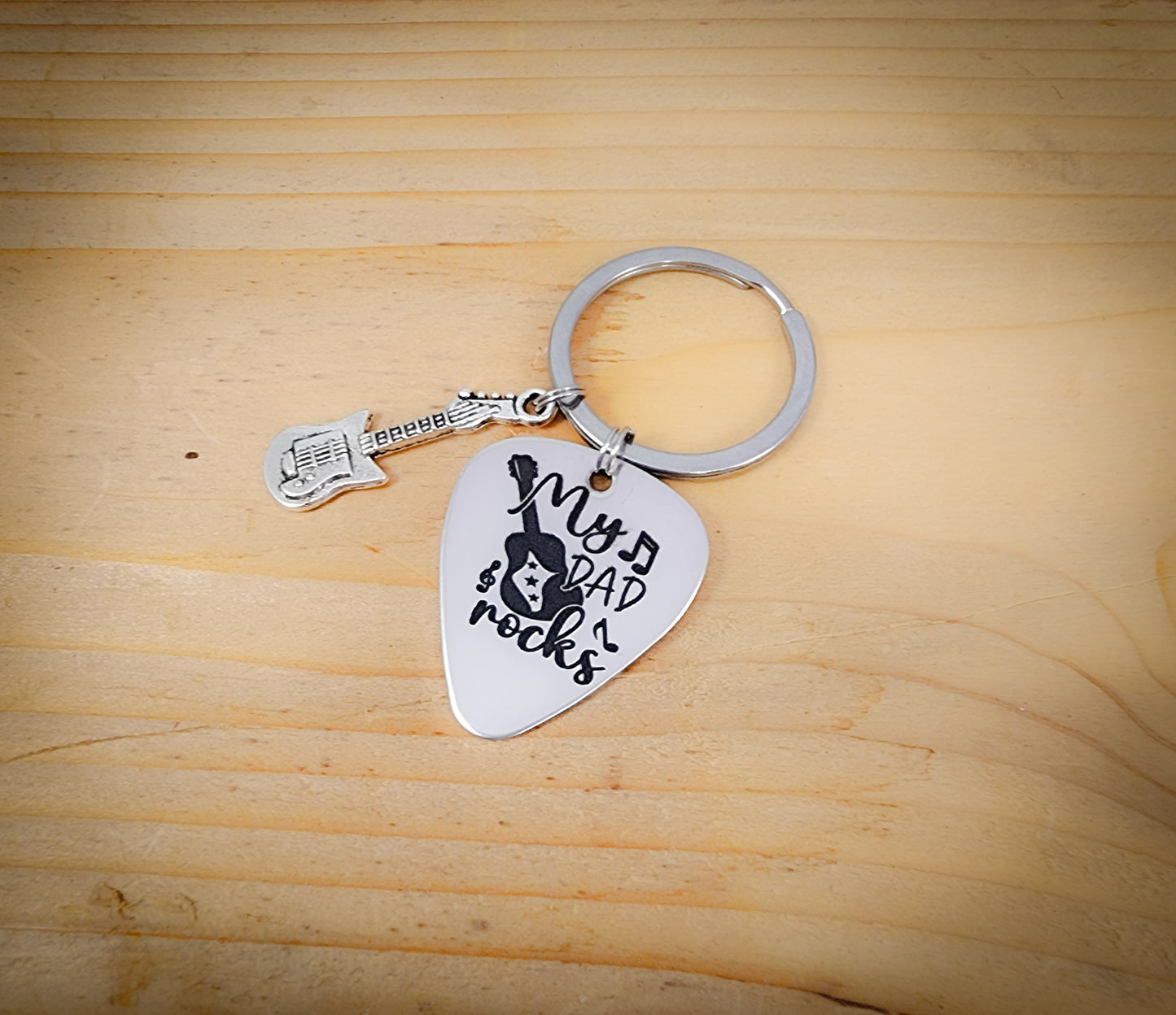 Father's Day Keychain, Music Keychain for Dad, Guitar Pick Keychain for Dad, Keychain with Guitar Pick, , Guitar Pick Gift For Dad