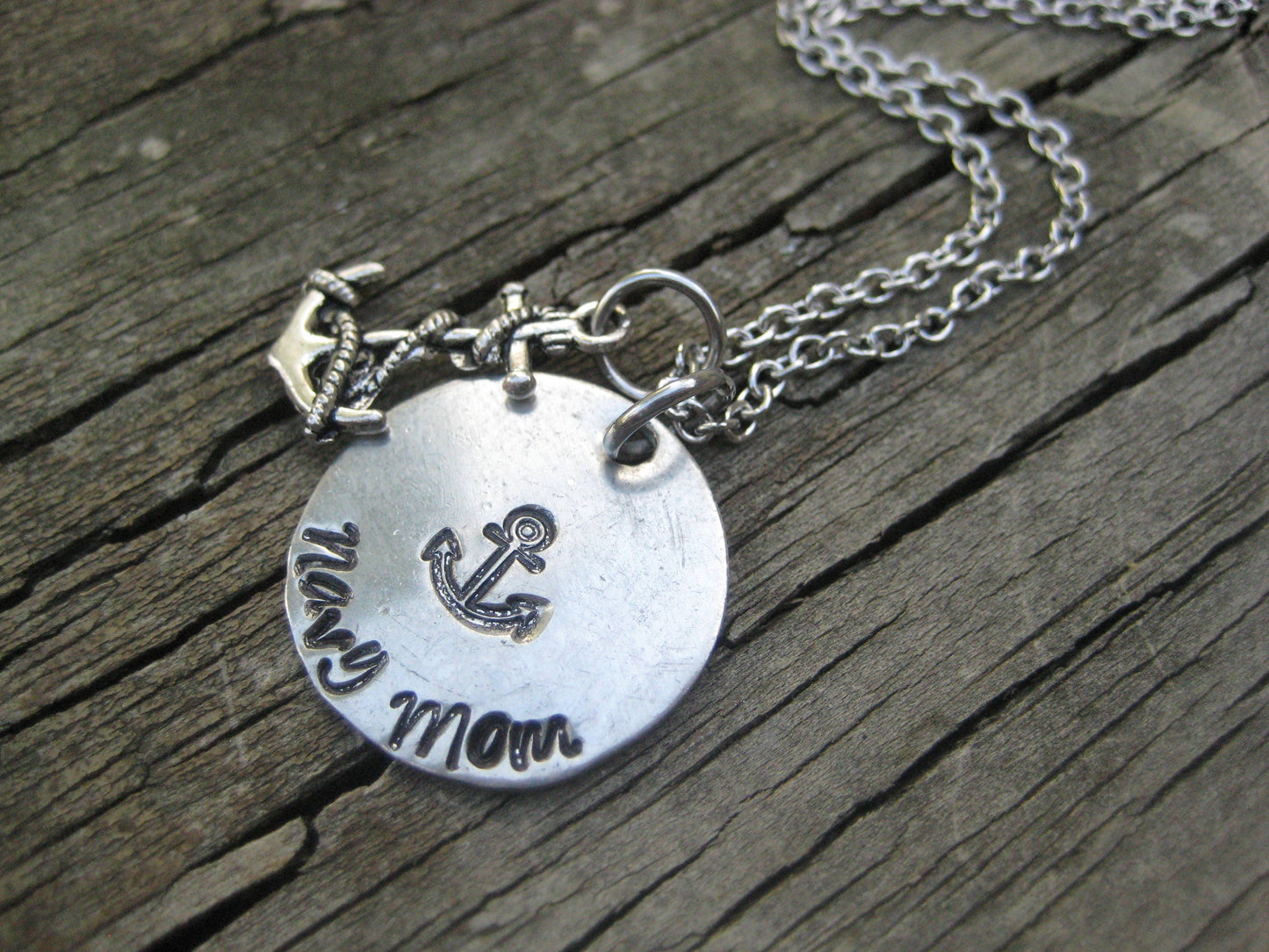 NAVY MOM NECKLACE - Hand Stamped, Navy Mom Necklace, with Anchor Charm, Mother's Day Gift, Gift for Navy Mom, Gift for Mom, Navy Mom Gift