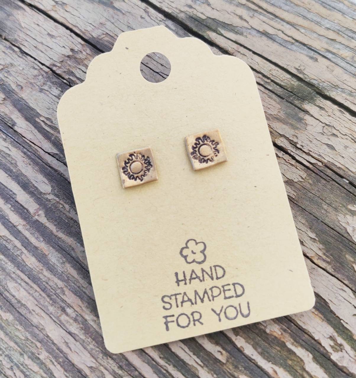 Gold Stud Earrings, Sun Earrings, Small Earrings, Dainty Earrings, Hand Stamped Earrings, Sun Jewelry, Small Gold Earrings, Celestial