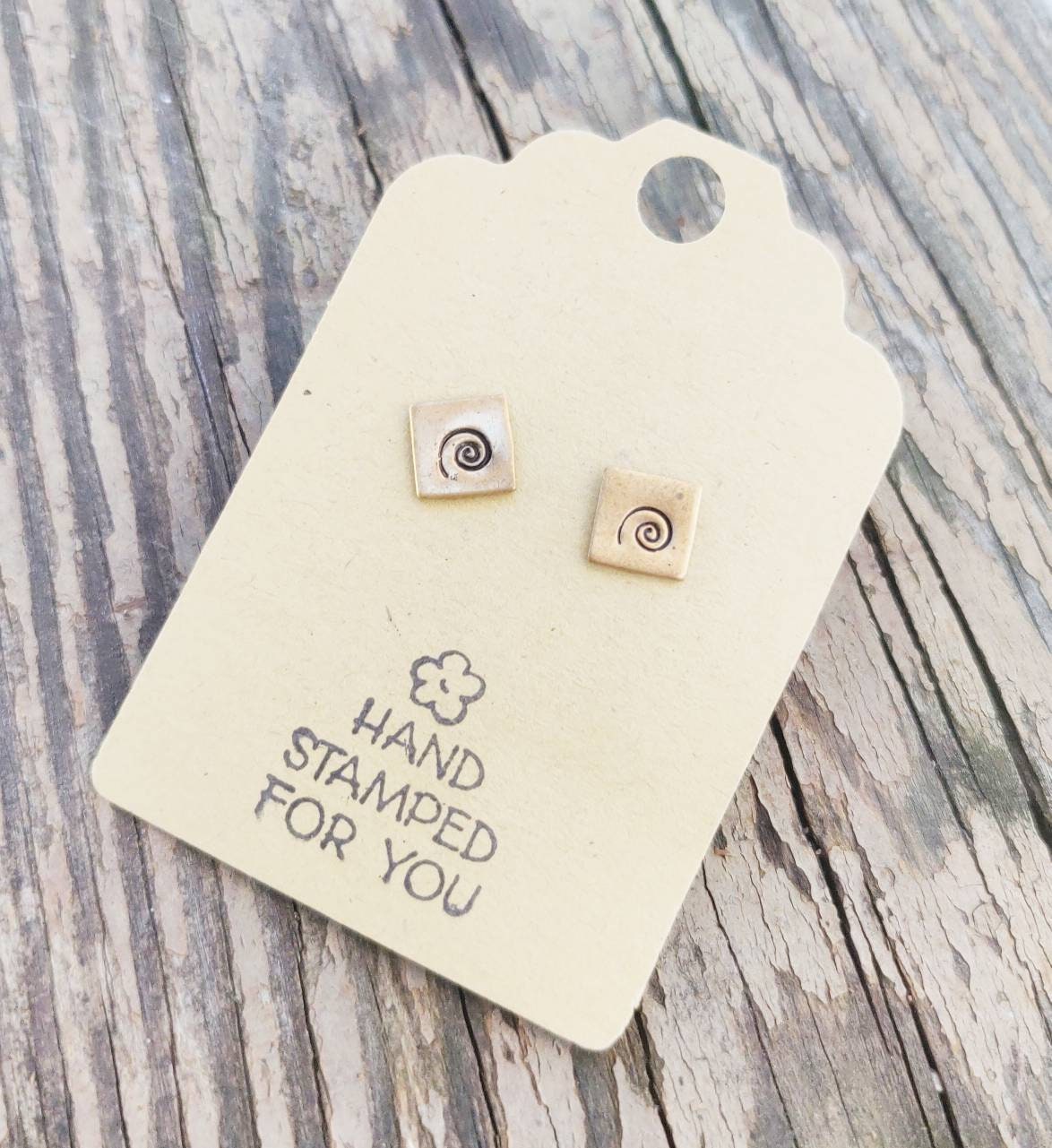 Gold Stud Earrings, Swirl Earrings, Small Earrings, Dainty Earrings, Hand Stamped Earrings, coil Earrings, Small Gold Earrings