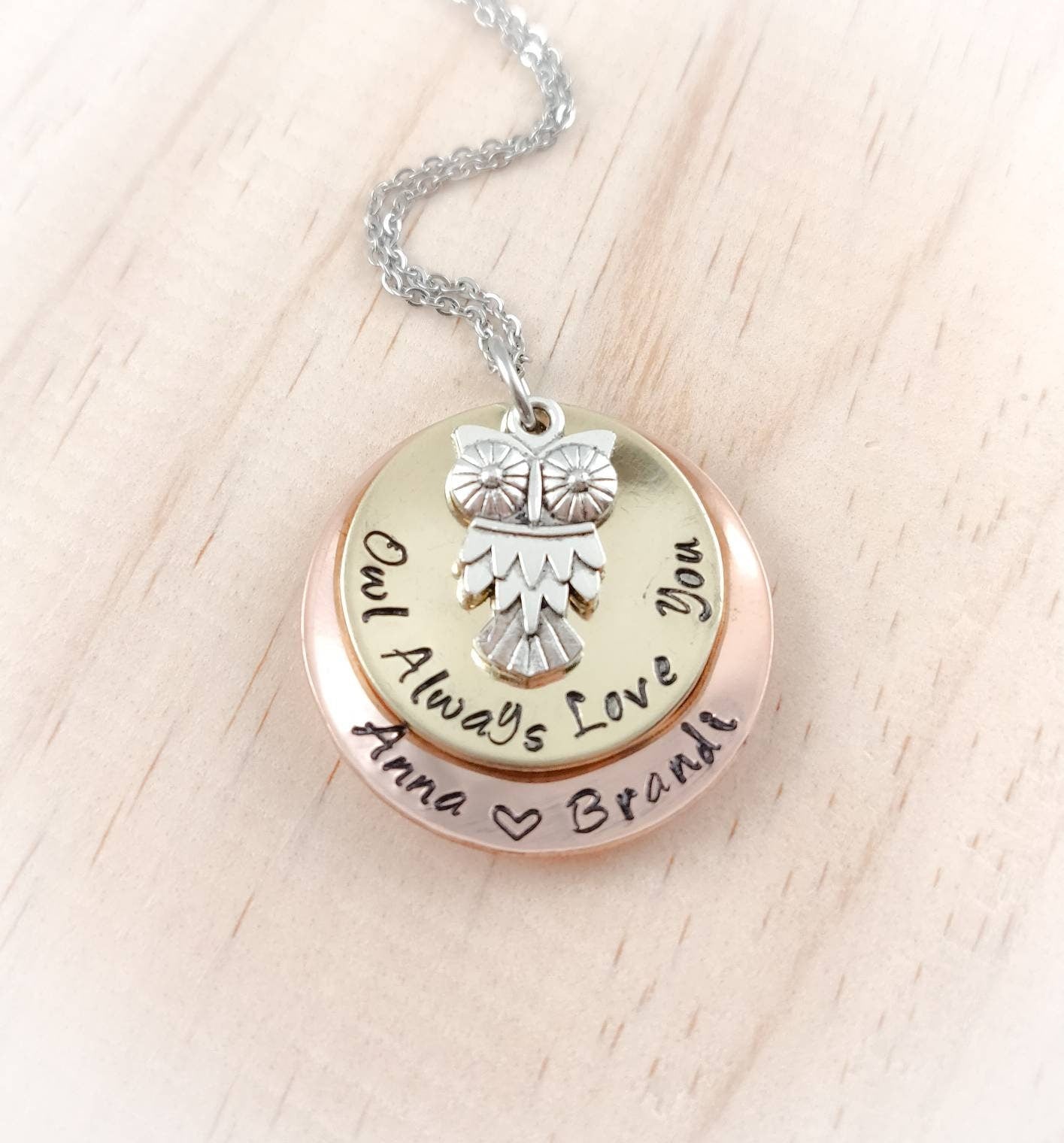 OWL ALWAYS LOVE You - Gift for Mom, Owl Jewelry, Necklace for Mom, Mom Gift, Mom Necklace,Jewelry for Mom with names, Necklace with names