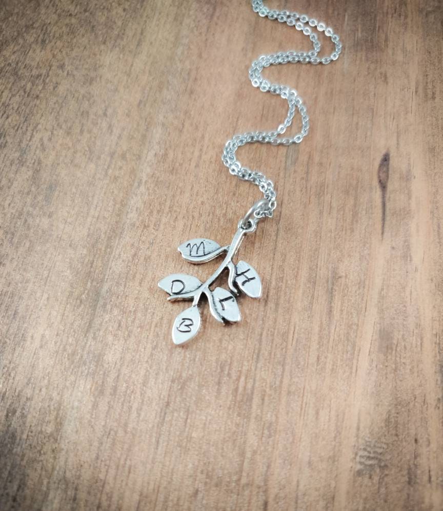 Family Initial Necklace, Tree Jewelry, Tree of Life Necklace, Tree Branch Necklace with Initials, Tree Necklace with Initials, Tree Branch