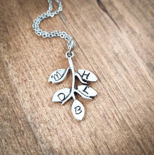 Family Initial Necklace, Tree Jewelry, Tree of Life Necklace, Tree Branch Necklace with Initials, Tree Necklace with Initials, Tree Branch