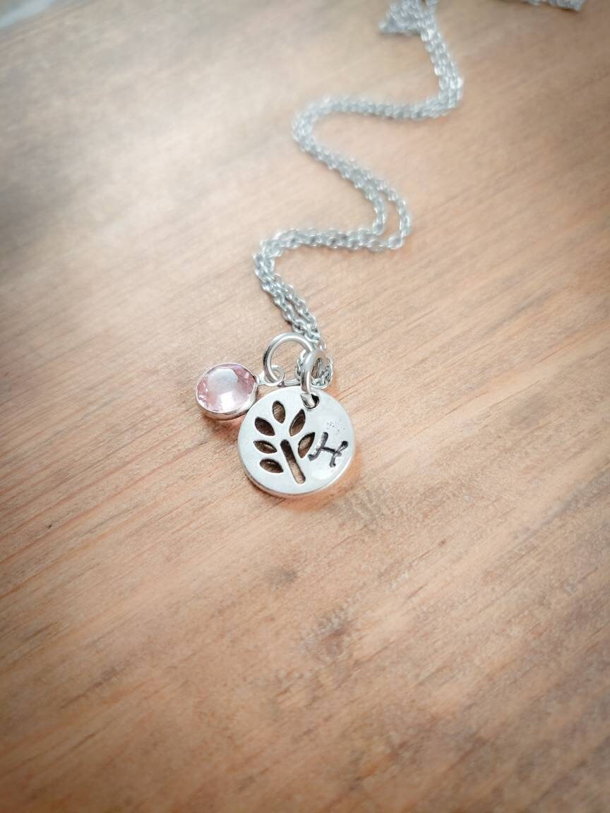 Initial Birthstone Necklace, Initial Leaf Necklace, Birthstone Necklace for Bridesmaid, Bridesmaid Gift,  Gift for Daughter, Easter Gift