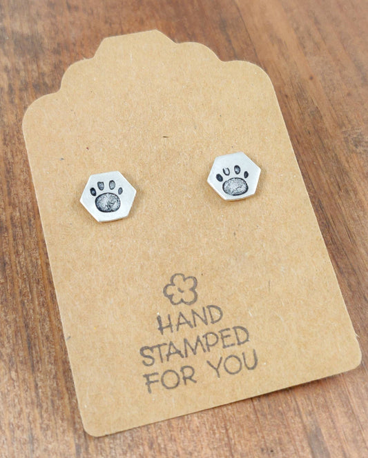 Paw Print Earrings, Small Earrings, Stud Earrings, Dog Earrings, Paw Print Jewelry, Small Silver Earrings, Dog Jewelry