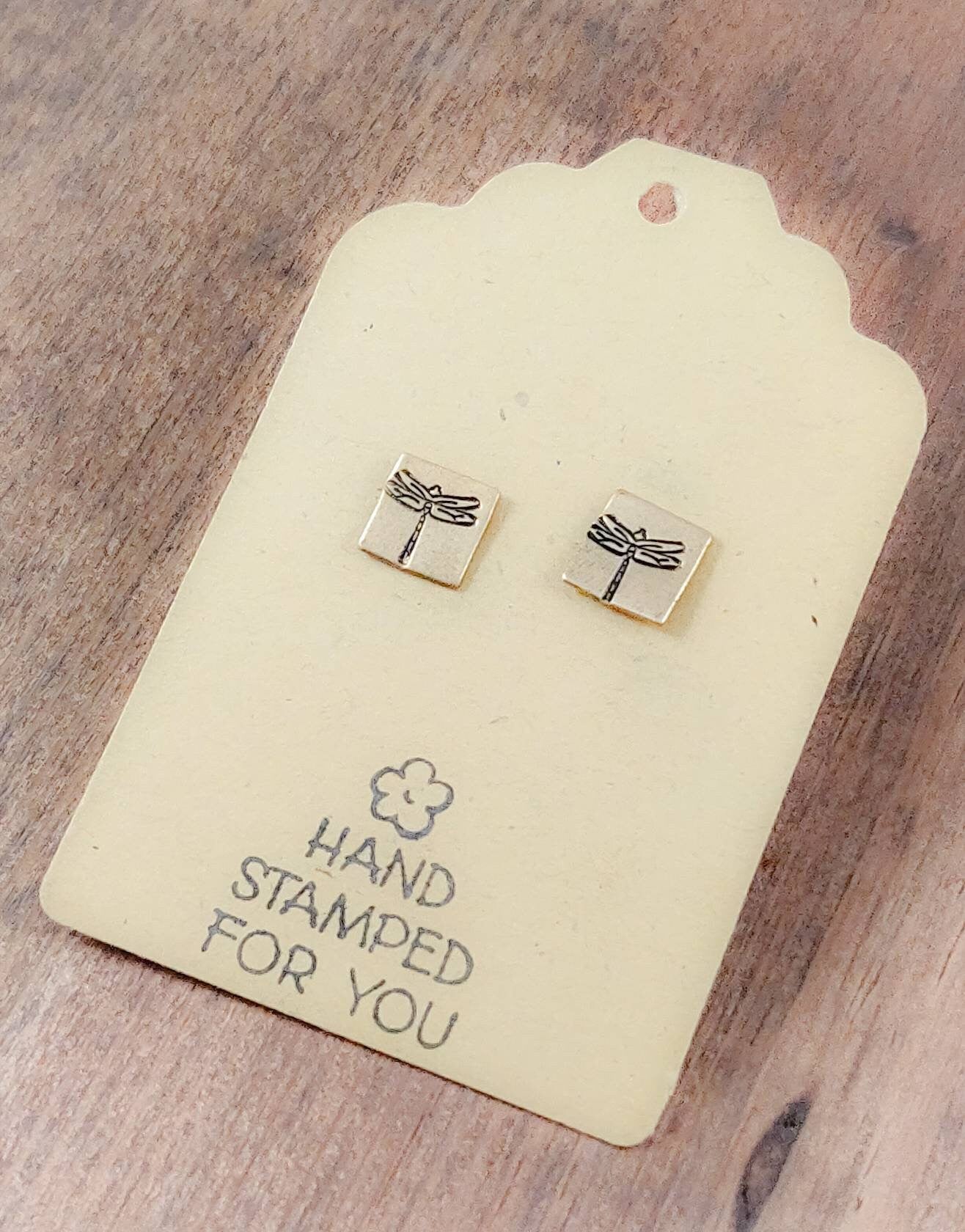 Dragonfly Earrings, Small Earrings, Dainty Earrings, Gold Stud Earrings, Minimalist Earrings, Small Gold Earrings, Hand Stamped Earrings