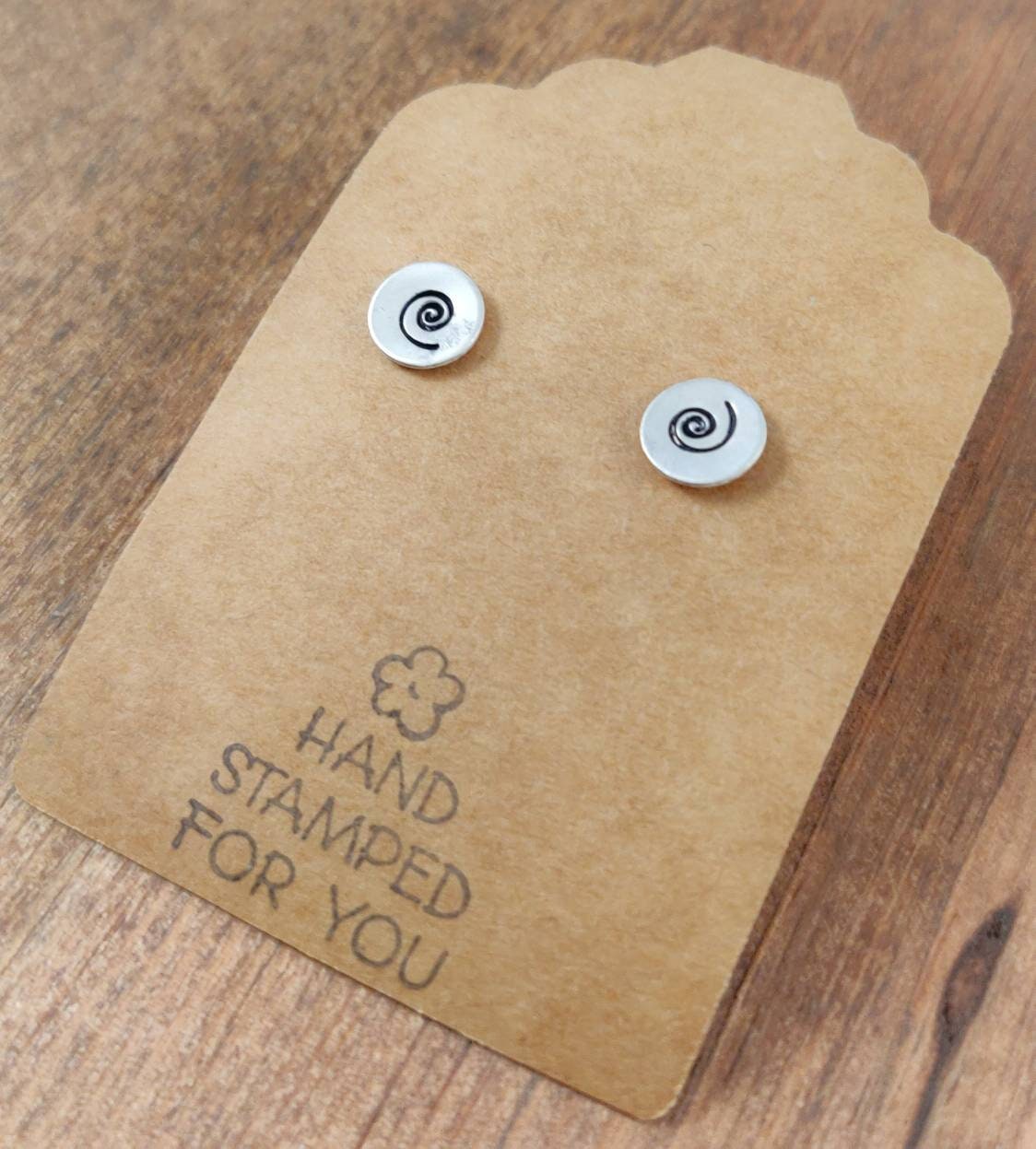 Silver Stud Earrings, Swirl Earrings, Small Earrings, Dainty Earrings, Hand Stamped Earrings, coil Earrings, Small silver Earrings