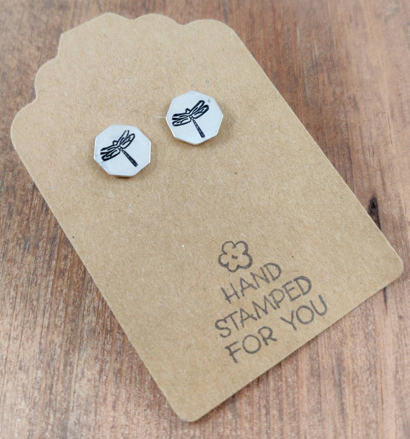 Silver Stud Earrings, Dragonfly Earrings, Small Earrings, Dainty Earrings, Hand Stamped Earrings, Minimalist Earrings, Small Silver Earrings