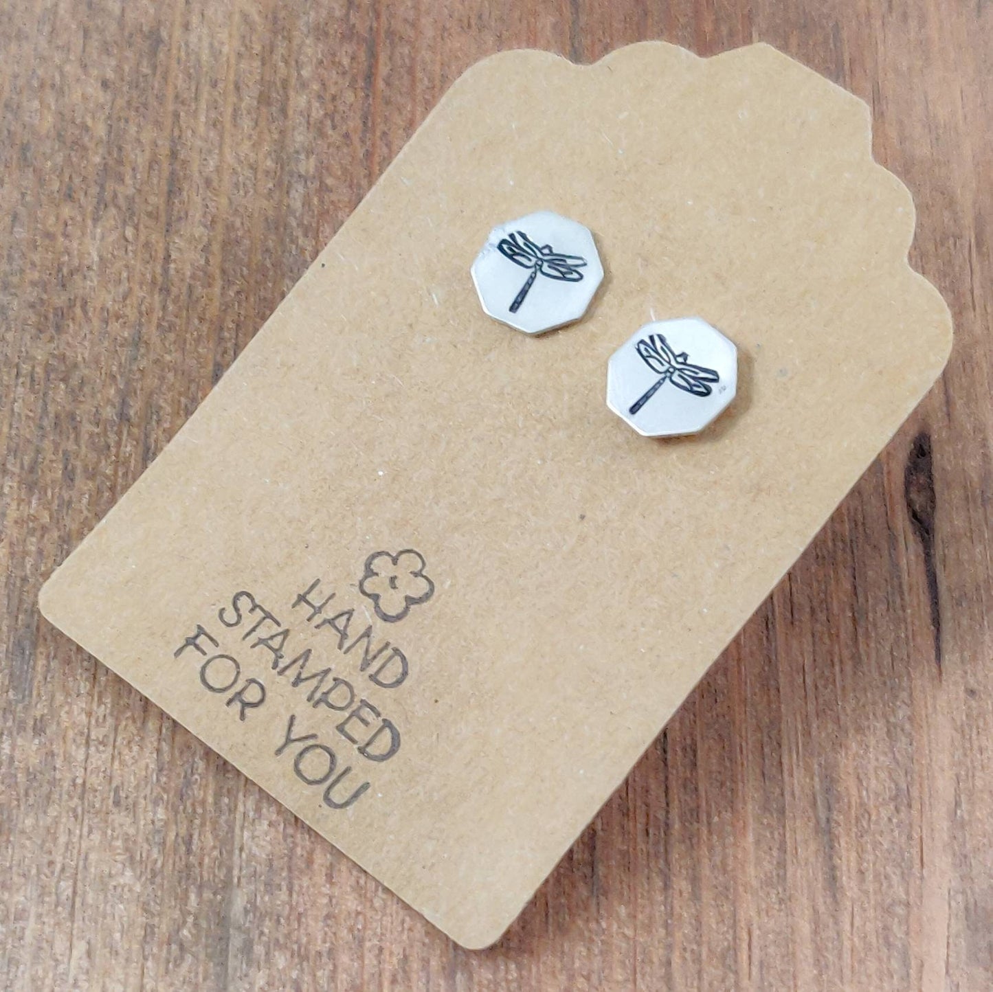 Silver Stud Earrings, Dragonfly Earrings, Small Earrings, Dainty Earrings, Hand Stamped Earrings, Minimalist Earrings, Small Silver Earrings