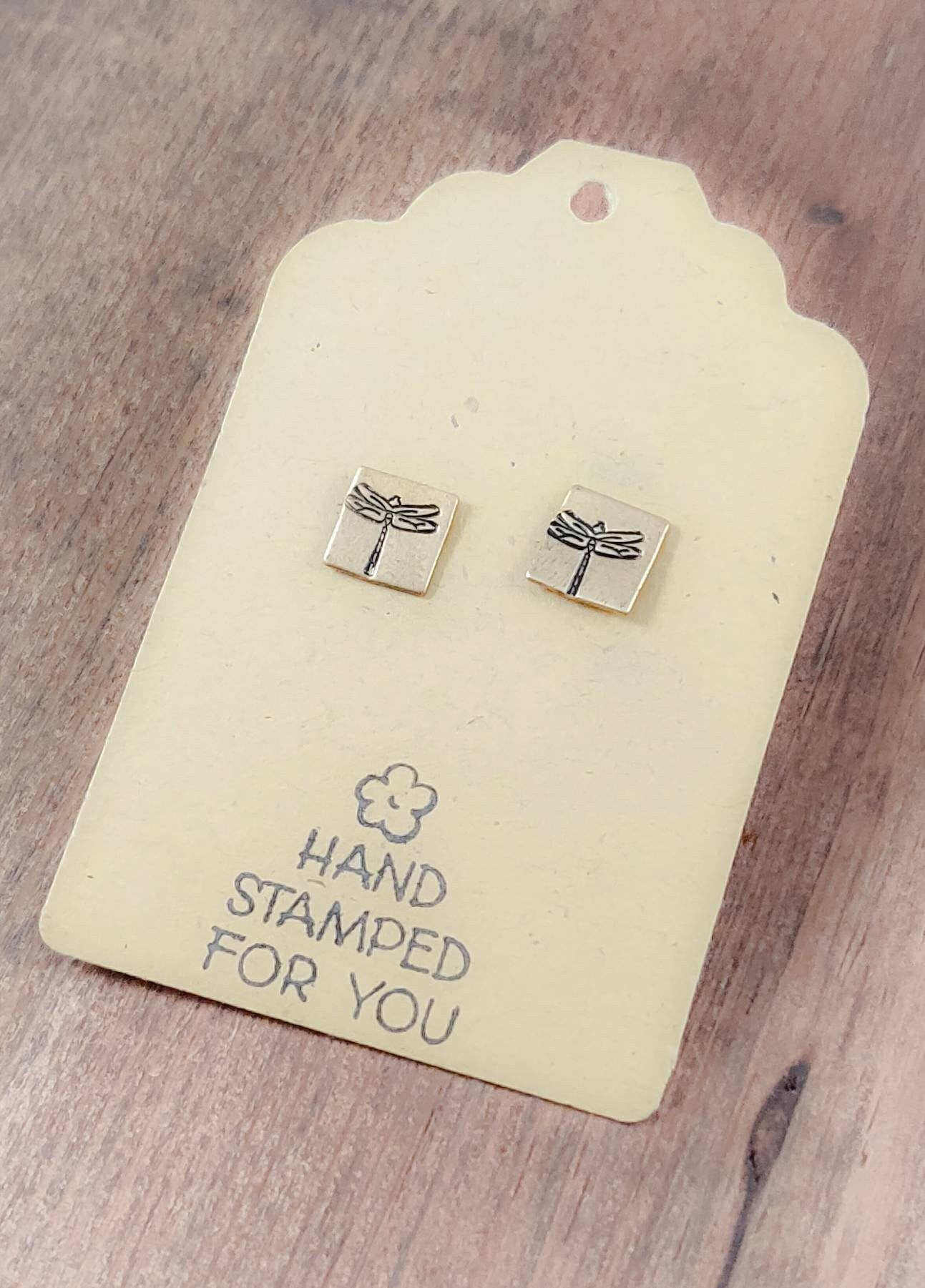 Dragonfly Earrings, Small Earrings, Dainty Earrings, Gold Stud Earrings, Minimalist Earrings, Small Gold Earrings, Hand Stamped Earrings