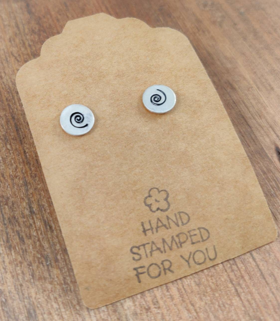 Silver Stud Earrings, Swirl Earrings, Small Earrings, Dainty Earrings, Hand Stamped Earrings, coil Earrings, Small silver Earrings