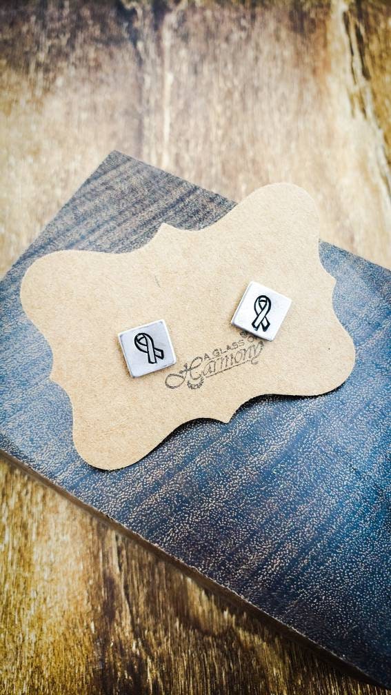 Silver Stud Earrings, Awareness Ribbon Earrings, Small Earrings, Dainty Earrings, Awareness Jewelry, Small Silver Earrings, Silver Earrings