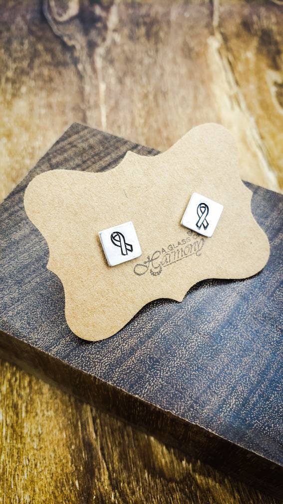 Silver Stud Earrings, Awareness Ribbon Earrings, Small Earrings, Dainty Earrings, Awareness Jewelry, Small Silver Earrings, Silver Earrings