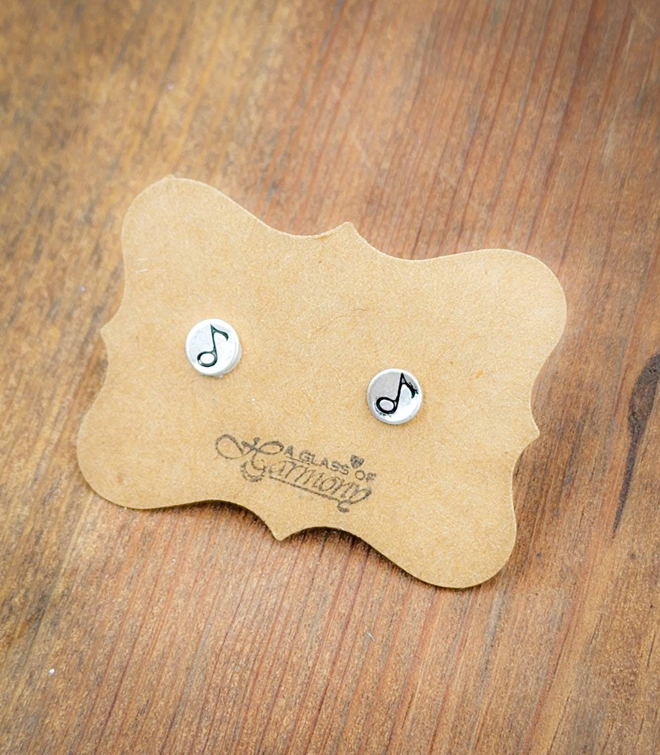 Silver Stud Earrings, Music Note Earrings, Small Earrings, Dainty Earrings, Hand Stamped Earrings, Music Note Jewelry, Small Silver Earrings